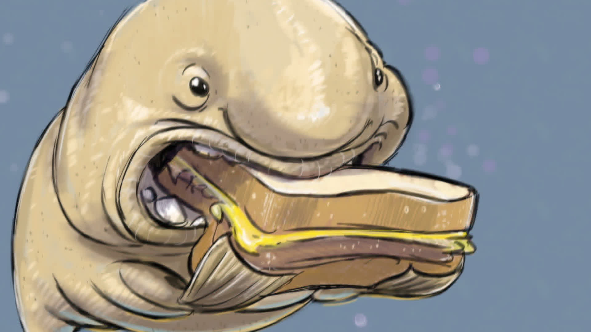 Blobfish eating a sandwich